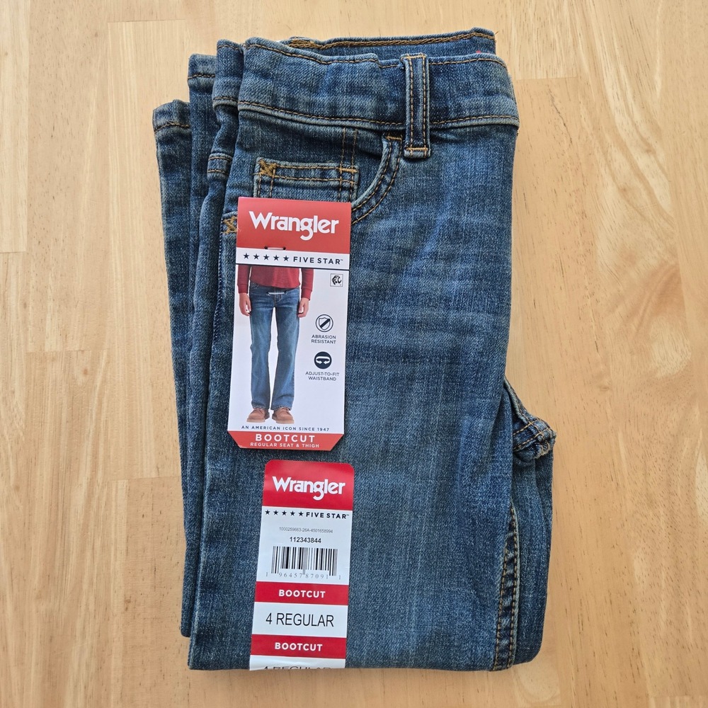 Wrangler Five Star Boys Bootcut Jeans – Medium Wash – Size 4 Regular